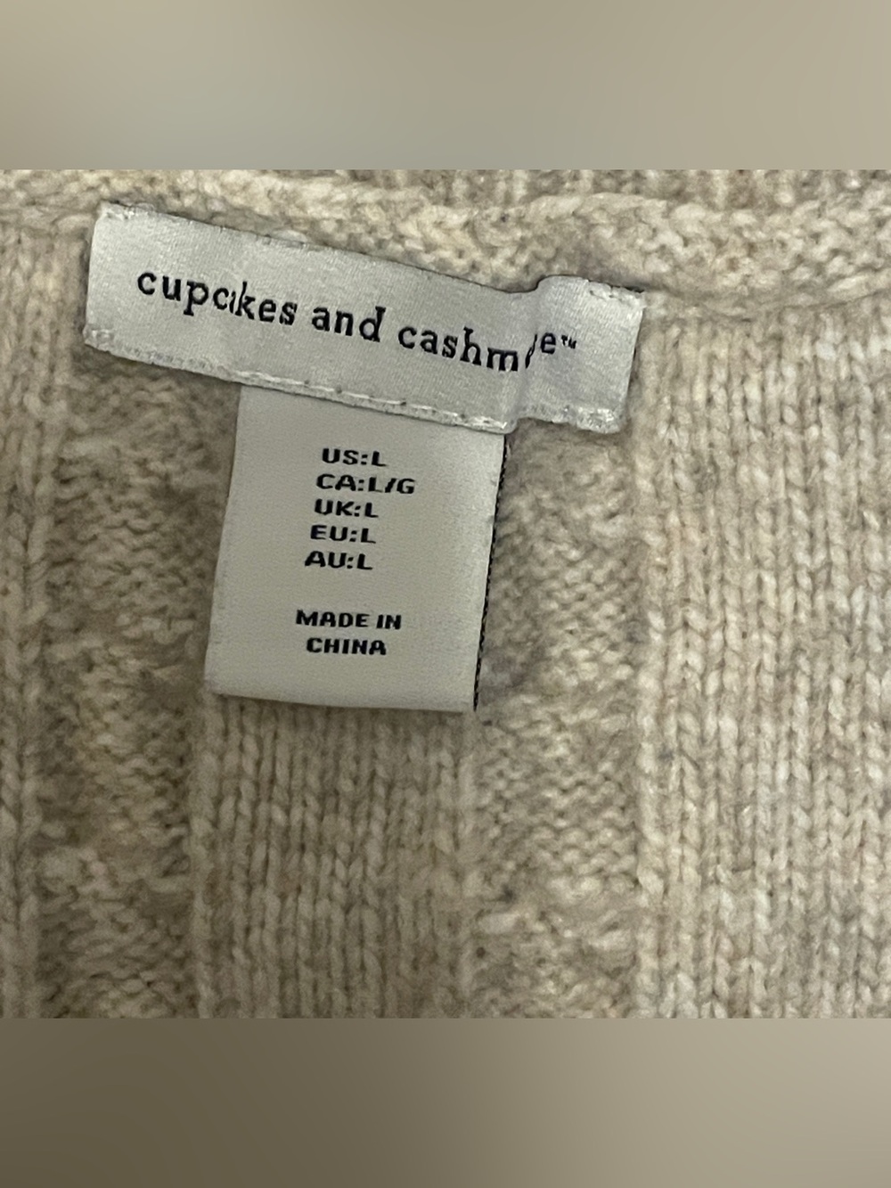 Cupcakes and Cashmere Cable Knit V-Neck Sweater Vest - Light Beige - Picture 7 of 7